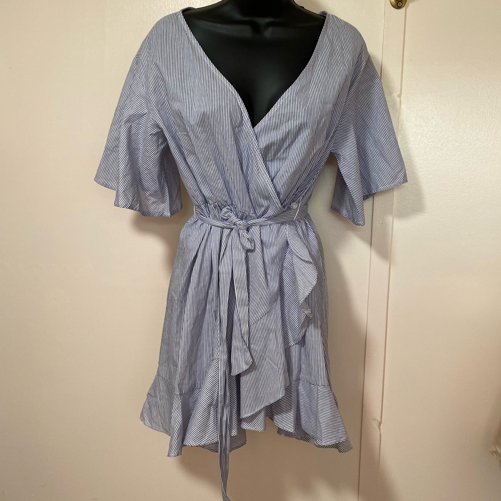 Listicle stripe Wrap Dress with Belt